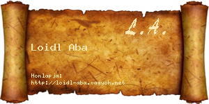 Loidl Aba névjegykártya